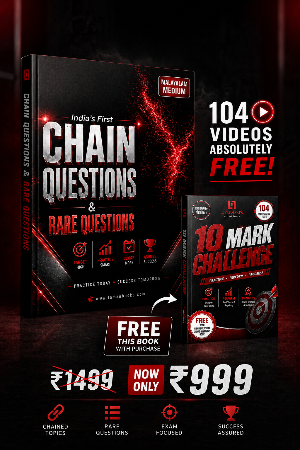 Chain Questions & Rare Questions + FREE 10 Mark Challenge Book — Malayalam Edition